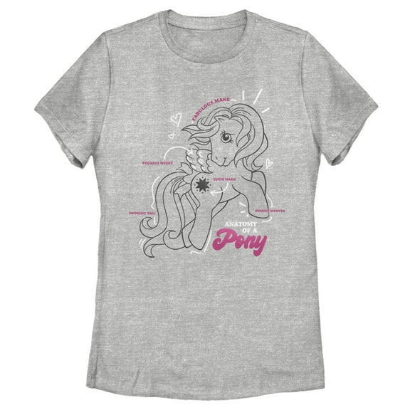 Women's My Little Pony Cute Anatomy Lesson Graphic Tee Athletic Heather Medium