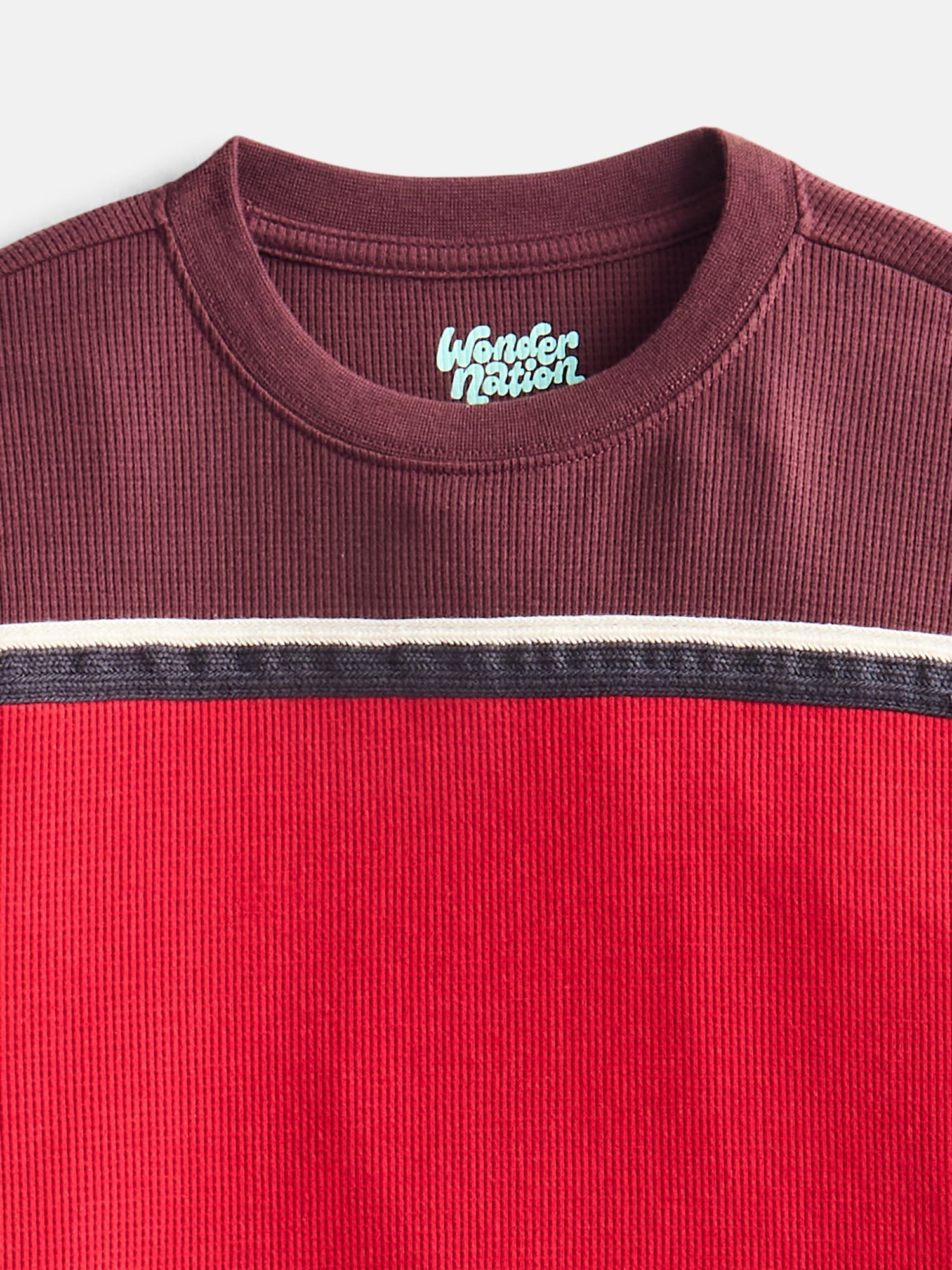 Wonder Nation Boys Sporty Waffle Tee with Long Sleeves, Sizes XS-XXL