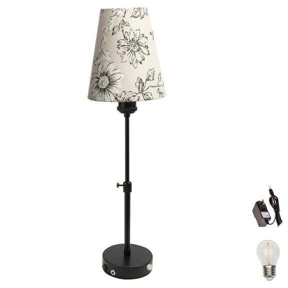 Kiven Battery Powered Lamp, Operated Motion Sensor Table Lamp with Fabric Lampshade,1 Pack Cordless Table Lamp Indoor Adjustable Height, Modern Nightstand Lamp for Bedroom Hallway Bars DZ0365MD