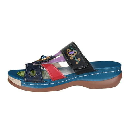 

Daznico Summer Slippers for Women Womens Open Toe Bosnian Ethnic Style Sandals Casual Beach Shoes Wedges Slippers Slippers for Women Blue 7.5
