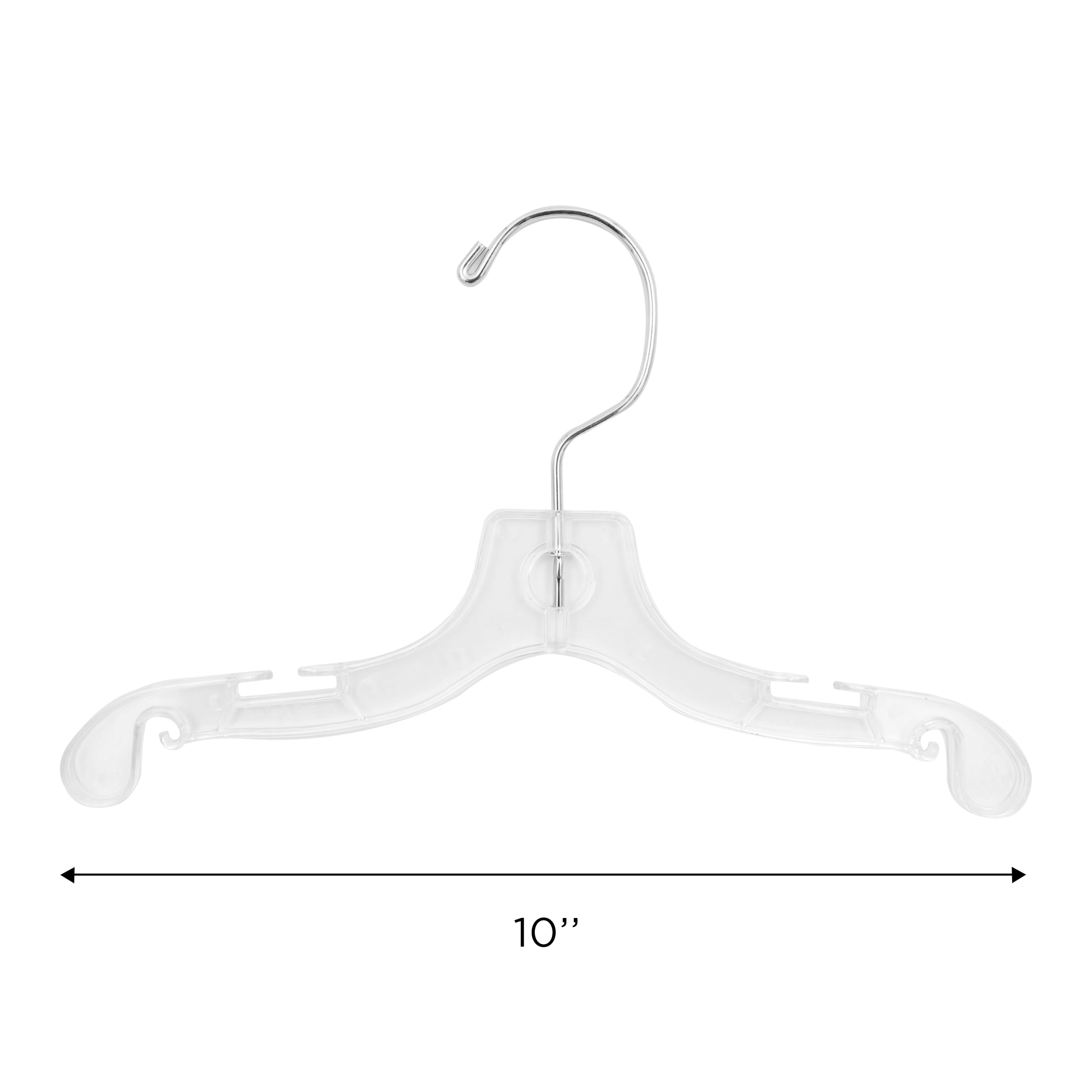 SSWBasics 10 Inch Clear Plastic Children's Dress Hangers - Case of 100 | Clear Plastic Hangers with Swivel Hook for Kids' Clothing | Durable Retail Hangers