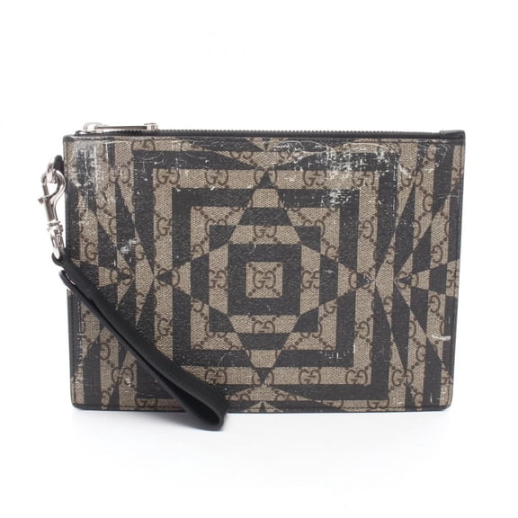 Pre-Owned Gucci GG Kaleido Second Bag Clutch Handbag Coated Canvas Leather Women's Beige Brown...