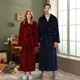 thumbnail image 2 of Otoño Invierno Coral polar de doble cara de felpa de longitud extendida ropa de dormir gruesa hombres mujeres Albornoz cálido acogedor ropa de hogar, 2 of 5