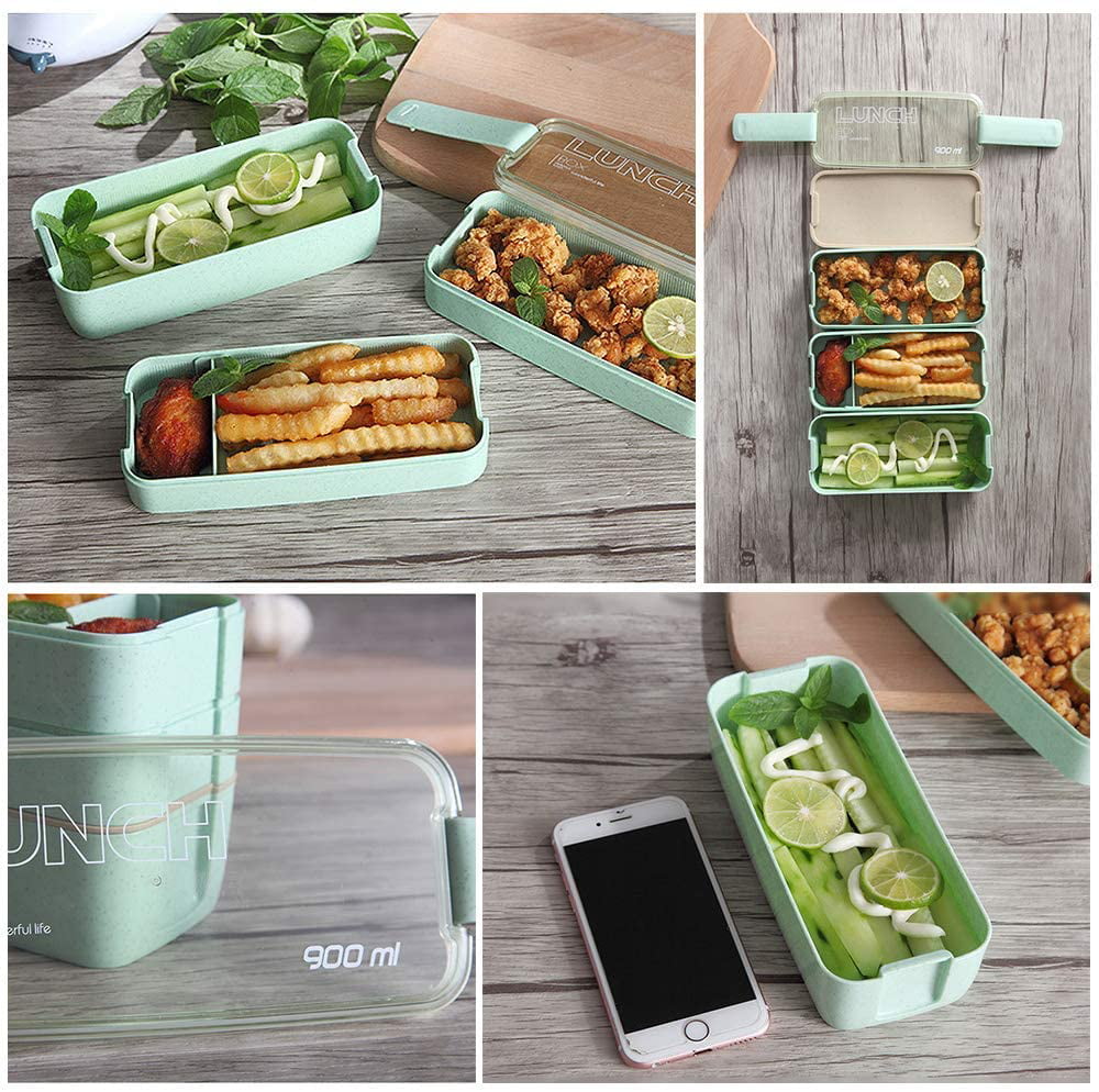 Lnkoo Kids Bento Box,1400ml Leakproof Lunch Containers Cute Lunch Boxes for Kids with Utensils & Dividers Bento Boxes for Adults, Dishwasher 