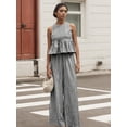 thumbnail image 6 of Womens 2 Piece Gingham Plaid Set Sleeveless Ruffle Tank Top Wide Leg Pants Summer Matching Lounge Outfits, 6 of 8
