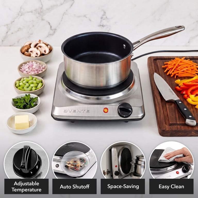 Ovente Electric Cast Iron Single Burner, 1000W photo 6