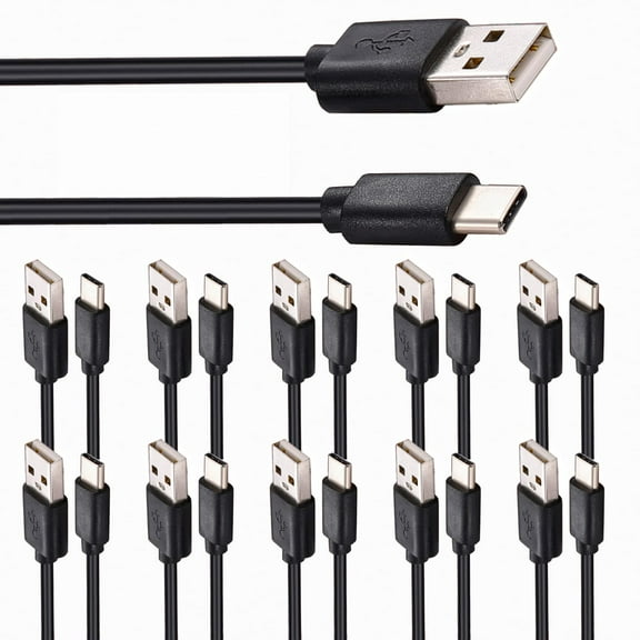 American Terminal USB-C to USB-A 3.0 Cable 6 Feet Type C Charging and Data Transfer 10-Pack