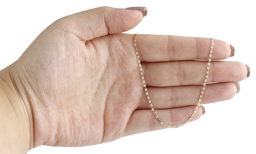 Real 10K Tri-Tone Gold Solid Valentino Link Chain 1.50mm Necklace 24 Inches
