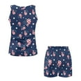 thumbnail image 5 of TSOVTHRID American Flag Heart Print Women's Pajama Sets Comfy Tank Top and Short Pants Patriotic Sleepwear Sets Soft Sleeveless 4th of July Pjs for Women, Size 2XL, 5 of 7
