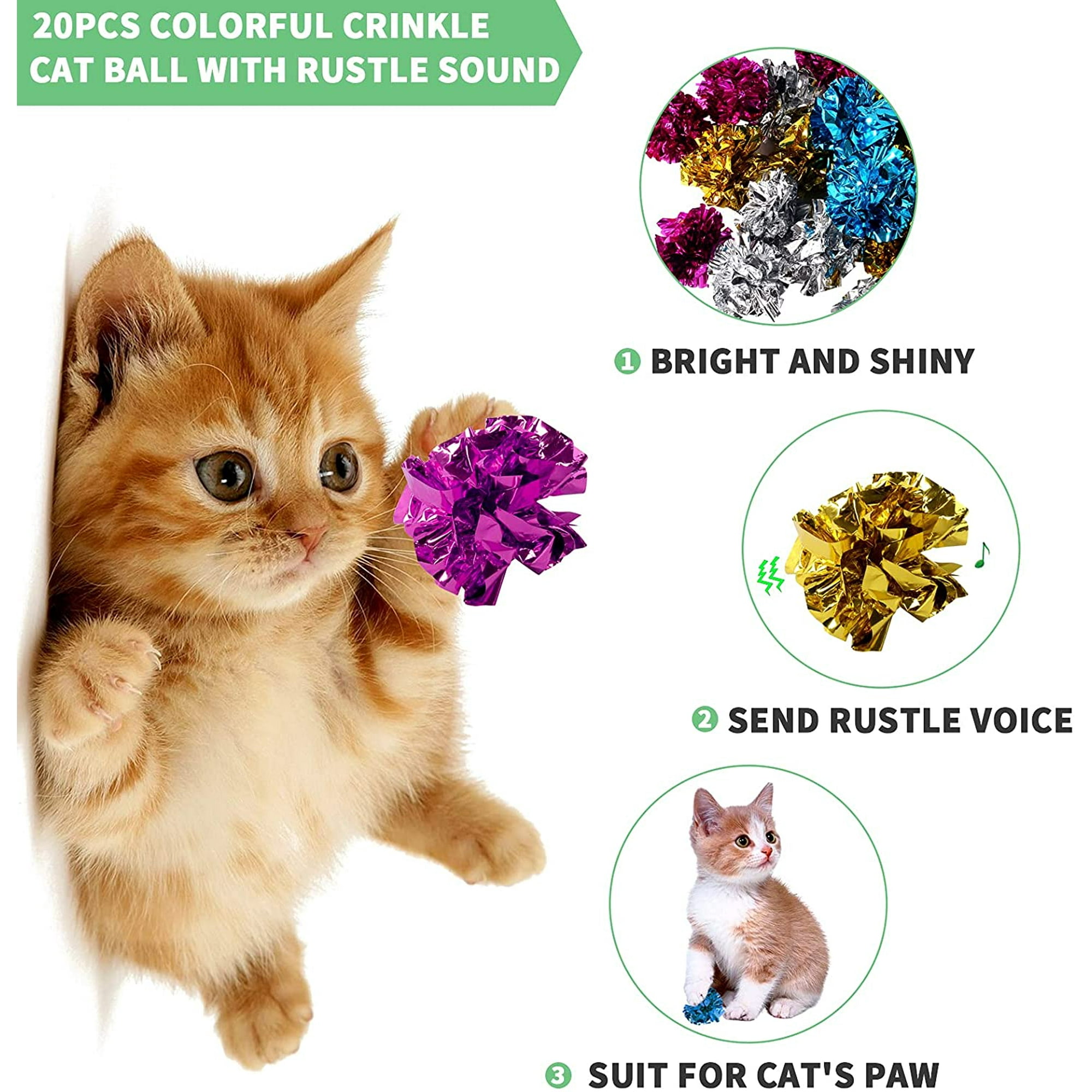 40 Pieces Cat Spiral Spring Christmas Toys Assorted Color Glitter Balls Sparkle Small Pom Pom Balls Colorful Kitten Crinkle Toys Walmart