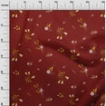 thumbnail image 2 of oneOone Cotton Cambric Dark Red Fabric Leaves & Flowers Floral Craft Projects Decor Fabric Printed By The Yard 42 Inch Wide, 2 of 4
