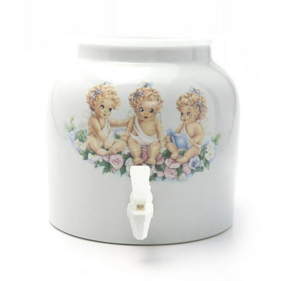 Floral Angels Porcelain Water Beverage Dispenser Crock - 2.2 Gallons | Lead Free