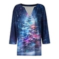 thumbnail image 4 of CLOISE Womens Tops 3/4 Sleeve Plus Size Christmas Tree V Neck Tee Shirts Pullover Slim Cozy Holiday Photos Clothing M, 4 of 4