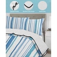 thumbnail image 4 of Quilts Twin-XL Size Bedding Set, Blue Teal Striped Lightweight Quilted Comforter, Farmhouse Stripes Modern Art Soft Reversible Bedspread Coverlet with Pillow Covers for All Season, 68" x 98", 4 of 7