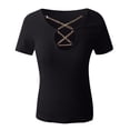 thumbnail image 4 of Pompotops T-Shirts Décontractés pour Femmes à Col Rond, Coupe Ample, Couleur Unie, Manches Courtes, 4 of 5