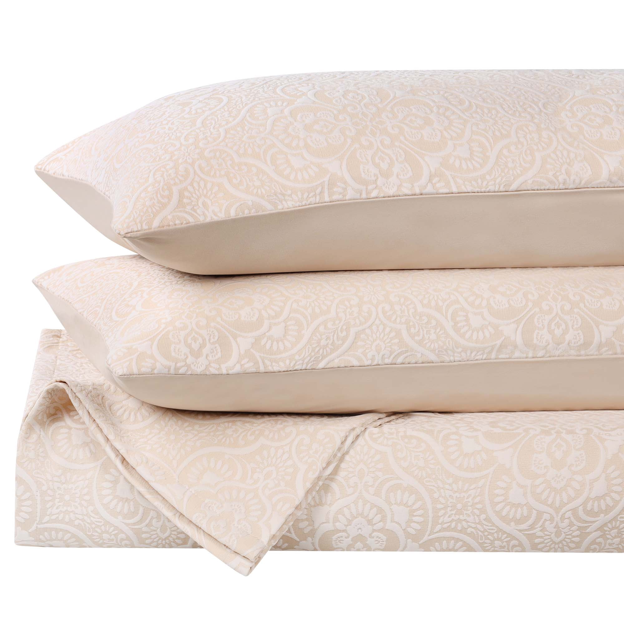 Superior Enzy Floral Matelasse Bedspread and Sham Set, 3-Piece Soft Textured Jacquard Bedspreads, California King, Ivory