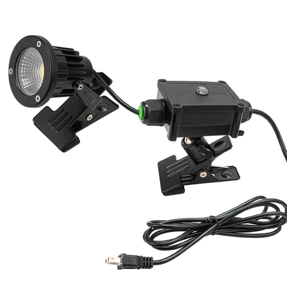 Kiven LED Accent Uplight with Light Sensor, Waterproof Plug in Clamp Lamp Dusk to Dawn Sensor with 9.8FT Plug-in Cord, 3000K/Warm White LED Spotlight for Plants Porch Garden,