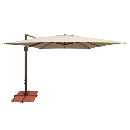 SimplyShade 10ft Outdoor Square Patio Umbrella with Cross Bar Stand  Beige