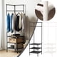 thumbnail image 1 of Organizador de esquina con estanterías y ganchos • Estante metálico para dormitorio, salón y entrada • Organizador de zapatos y ropa que ahorra espacio • Montaje fácil, 1 of 9