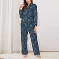 thumbnail image 2 of Balery Winter Blue Forest Deer Conjunto de Pijama con Estampado para Mujer, Conjunto de Dos Piezas con Manga Larga, Ropa de Dormir Suave con Bolsillos, Pijamas Cómodos-Medium, 2 of 7