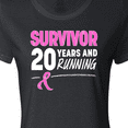 thumbnail image 4 of Inktastic Breast Cancer Survivor 20 Years and Running with Pink Ribbon Women's T-Shirt, 4 of 5