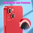 thumbnail image 3 of For Apple iPhone 14 / iPhone 14 Plus Diamond Bling Ring Crystal Tempered Glass Camera Len Protector Cover Red, 3 of 5