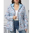 thumbnail image 2 of Giolshon Women's Plus Size Reversible Floral Print Hooded Casual Lightweight Windbreaker Outerwear, 2 of 4