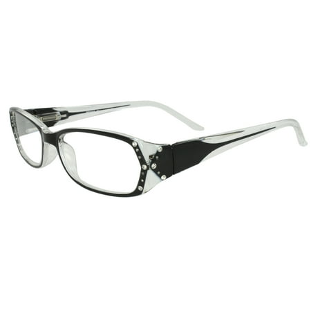 Rectangle Fashion Reading Glass Black Frame with Power vision + 1.75 for Women and Men
