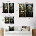 thumbnail image 4 of Designart "Gold Blue Mexico Vibrant Aztec Mask II" Mexico Wall Art Set Of 2 - Gold Landscapes Gallery Set For Office Decor, 4 of 7