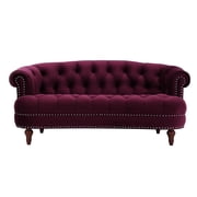 3 Piece La Rosa Chesterfield Tufted Velvet Sofa Set in Burgundy Red