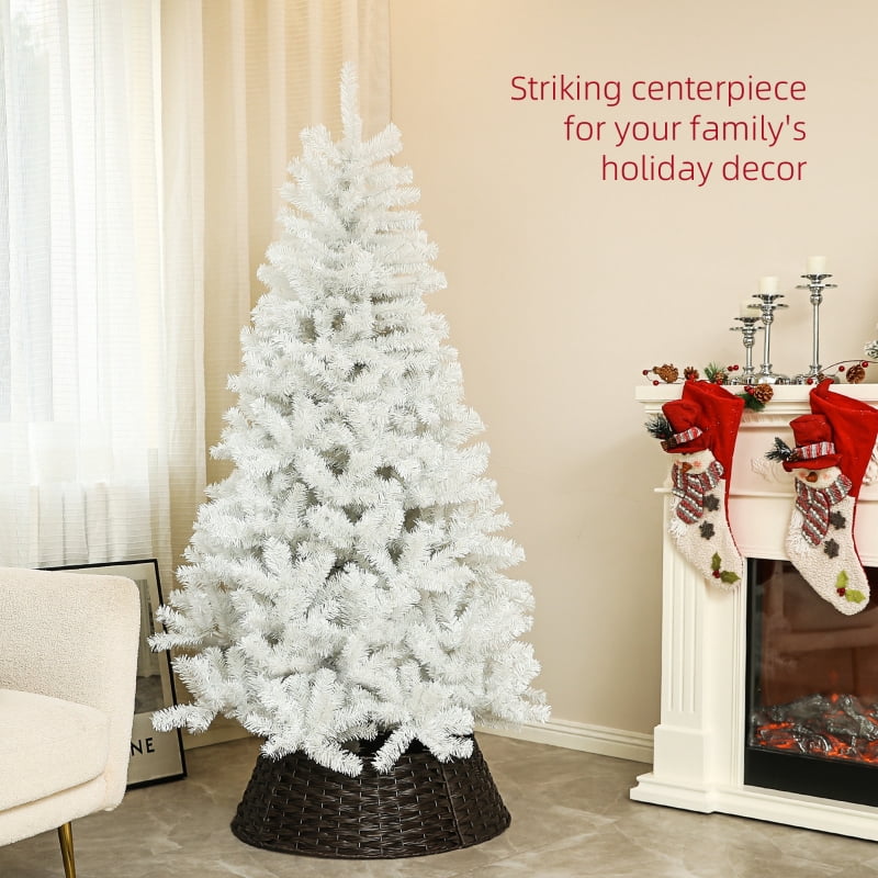Alvantor Christmas Tree Unlit Artificial with 1000 Tips & Steel Stand 43.3"x43.3"x72" 6ft White