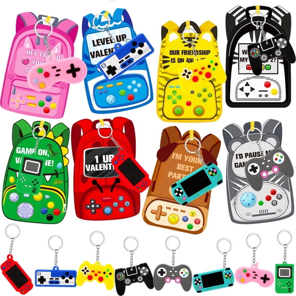Miguan Video Game Party Favors for Keychains Cartoon Key Chains Donut Keychains Bulk for in The Dark Keychains for Backpacks Favor Supplies