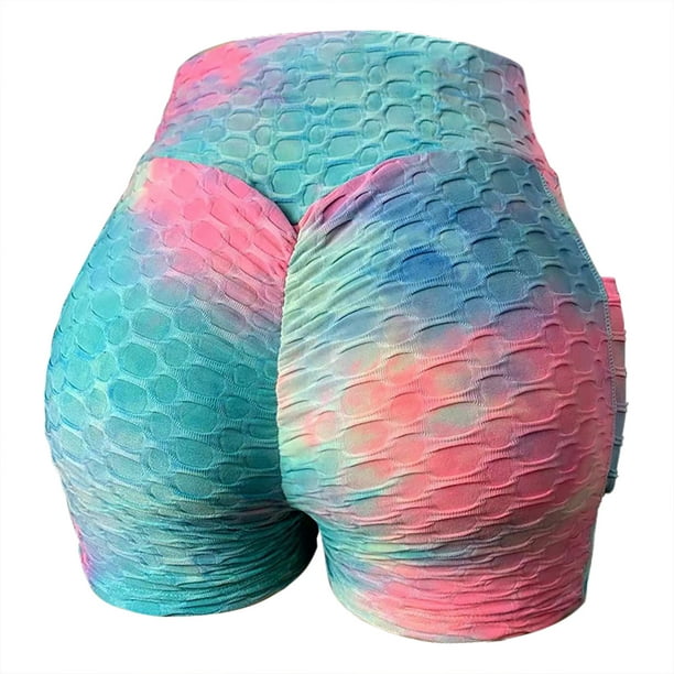 EQWLJWE Yoga Pants for Women Fashion Women Short Multicolor Stripe