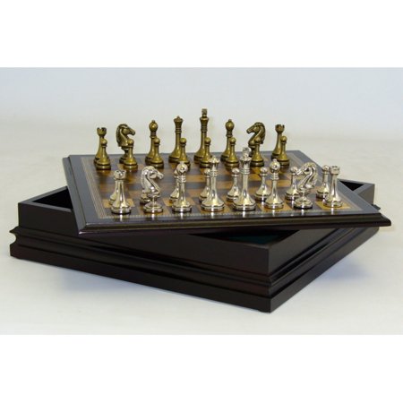 - Classic Games Collection Metal Chessmen with Deluxe Wood Board