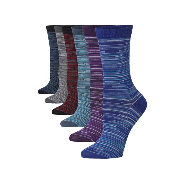 Tipi Toe Womens Premium Color Mix Crew Socks - Classic & Bright 6-Pack