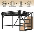 thumbnail image 2 of Bellemave Full Size Loft Bed with Stairs and Storage Wardrobe, Metal Loft Beds Frame with USB Ports and LED Lights,Game Loft Bed Full with Large Under-Bed Space, Easy Assembly(Natural Wood +Black), 2 of 10