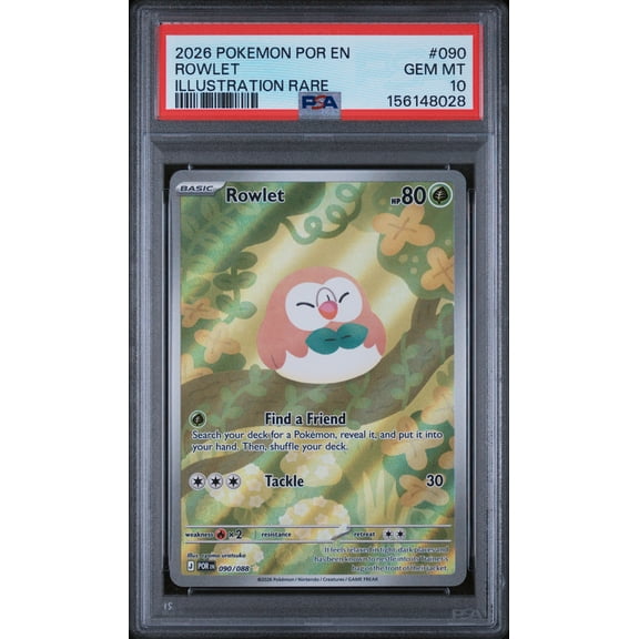 Collectible 2026 Pokemon Mega Evolution Perfect Order Illustration Rare Rowlett #090 PSA 10