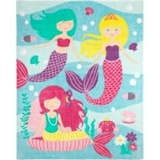 Safdie & Co. 48x60" Flannel Printed Mermaid Ultra-Soft Throw in Multi-Color