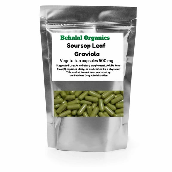 Soursop Graviola Leaf Powder 100% Pure Organic Capsules - Behalal Organics