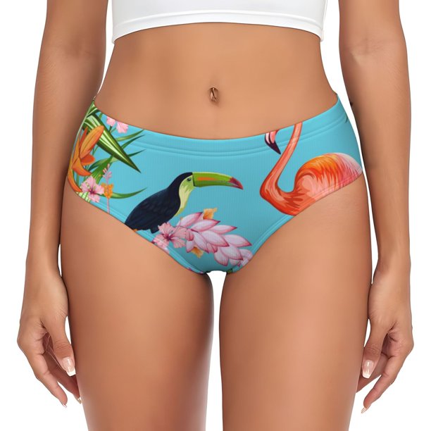 Fotbe Tropical Jungle Flamingo Calzones Estampados para Mujer – Ropa Interior de Algodón, Cómoda, Suave y Elástica-XX-Large