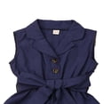 thumbnail image 3 of Baby Girl Summer Short Sleeve One-Piece Romper with Belt Clothes Set, 3 of 4