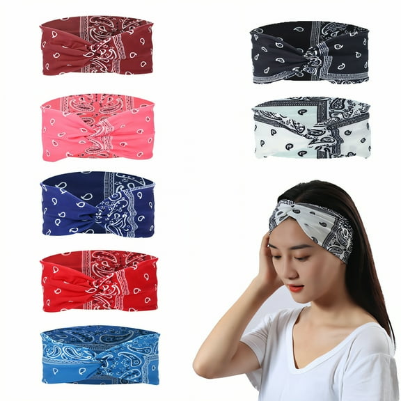 TELOLY 7Pcs Headbands for Women,Lacquer Cotton Hair Accessories,Sweat Headbands,Mixing1