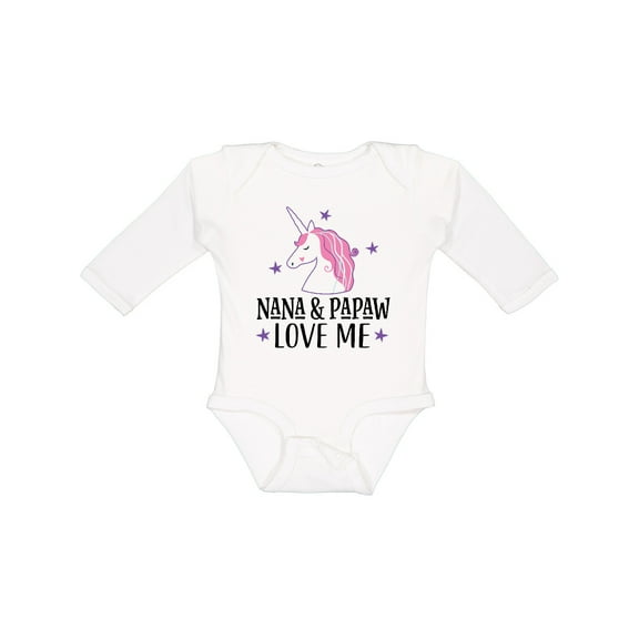Inktastic Nana and Papaw Love Me Girls Long Sleeve Baby Bodysuit
