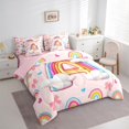 thumbnail image 3 of Manfei Letter A Monogrammed 7-Piece Twin Bedding Sets,Cute Bowtie Bow Bedding Comforter Set,Colorful Rainbow Stripes Sheet Sets For Girl,Microfiber Room Decorative Reversible, 3 of 8
