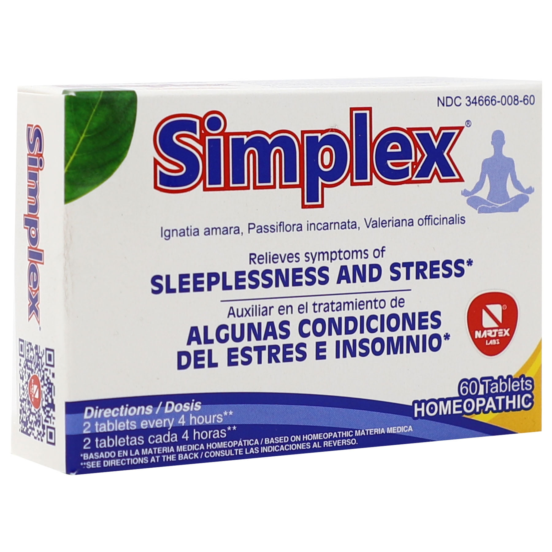 Simplex Homeopathic Treatment Tablets, Relieves Symptoms of Insomnia, 60 Count
