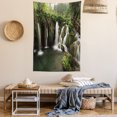 thumbnail image 2 of Waterfall Decor Tapestry, Circled Waterfalls in Crotia with a Rustic Wood Cute Bridge aside , Wall Hanging for Bedroom Living Room Dorm Decor, 60W X 80L Inches, Green and Brown, by Ambesonne, 2 of 5