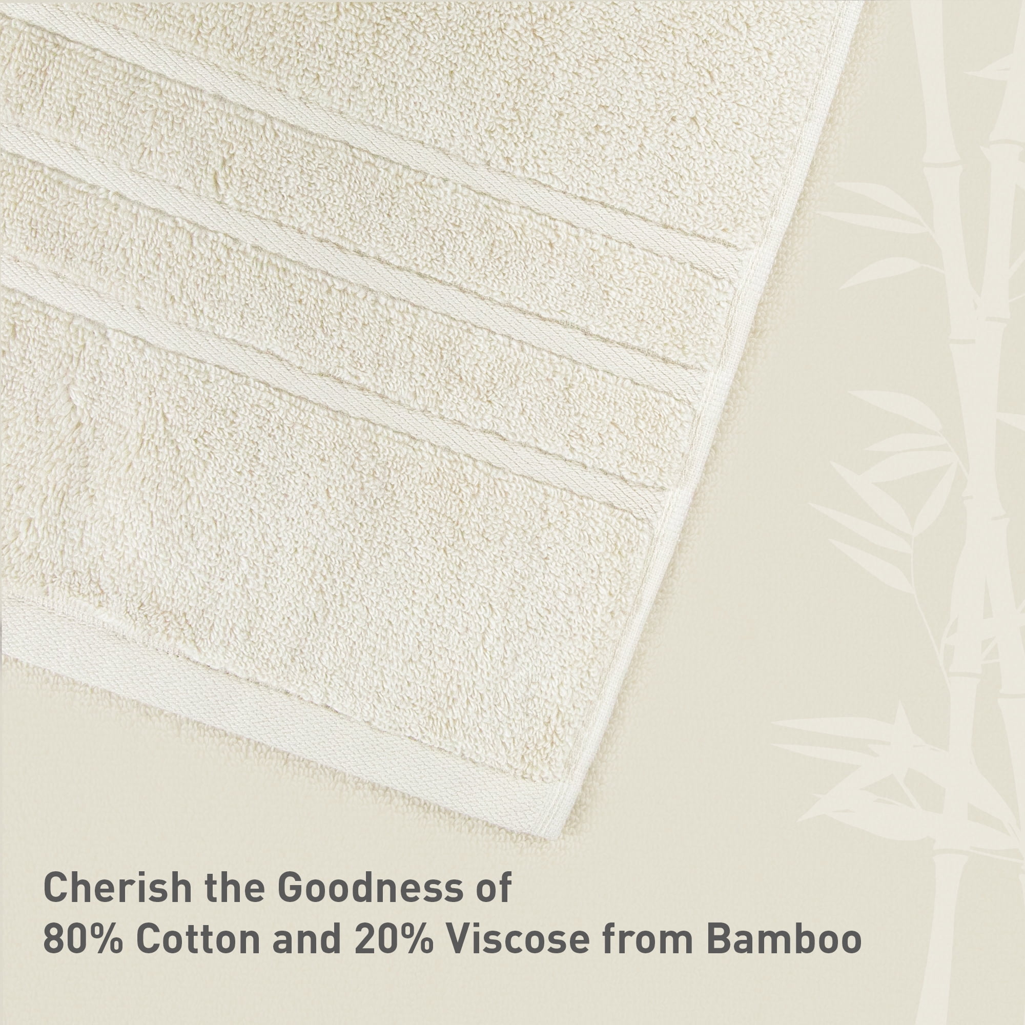 Everyday Home by Trident Eco Twist 2 Piece Bath Towel Set, Cotton and Viscose from Bamboo Towel, Plush, Absorbent, Bathroom Towels, Lamb's Wool