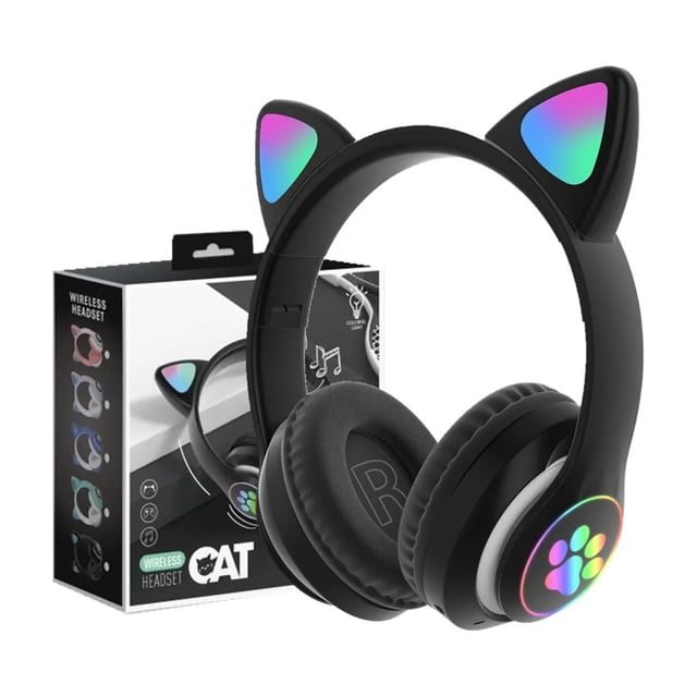 Auriculares inalámbricos Bluetooth RGB Cat Ears BT 5.0 negros