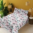 thumbnail image 2 of Ambesonne Floral Fitted & Flat Sheet with Shams 4 Pcs Set, Pastel Dreamy Poppy Garden, Queen, Dark Teal and Pale Pink, 2 of 5