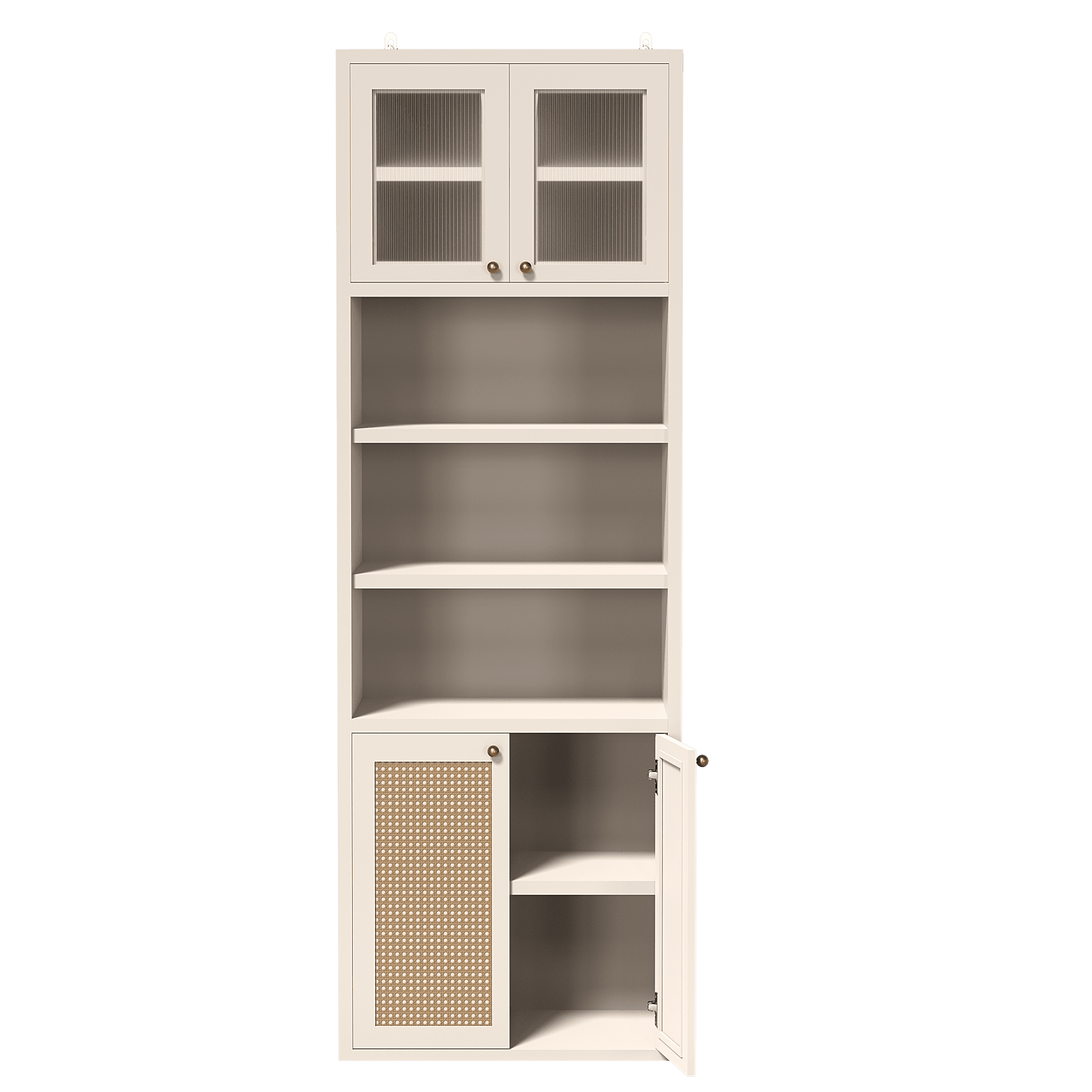 Mintazer 71" Tall Kitchen Pantry Storage Cabinet, Freestanding Modern Kitchen Cabinet with Open Shelf for Living Room, Dining Room, White